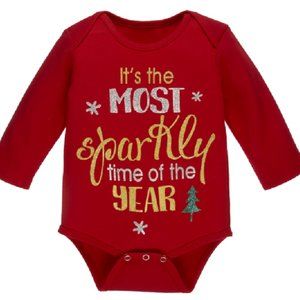 It's the Most Sparkly Time of the Year Baby Girl Christmas One Piece 0 - 6 Mos